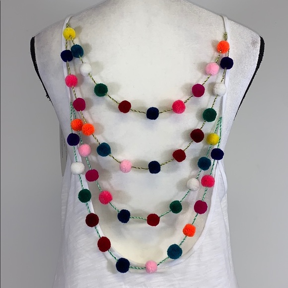 Pitusa White Cotton Dress multicolored Pom Poms - Picture 5 of 8